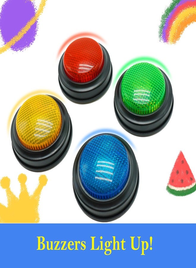 Gelabur Set of 4 Buzzers for Trivia Games, Answer Buzzers for Classroom, Family Feud Jeopardy Buzzer, Game Buzzers with Lights and Sound for Classroom, Game Show Buzzer Buttons - Image 4